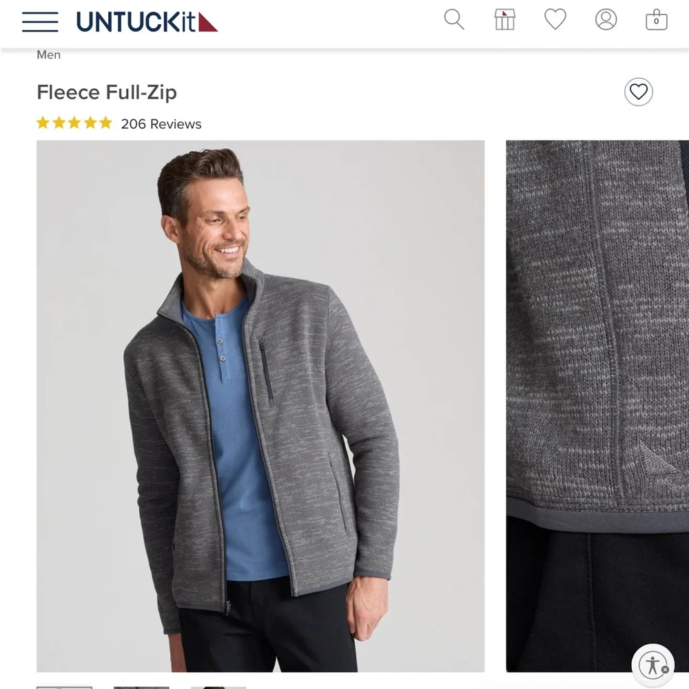 UNTUCKit Fleece Full-Zip Jacket Coat Blue Size Medium